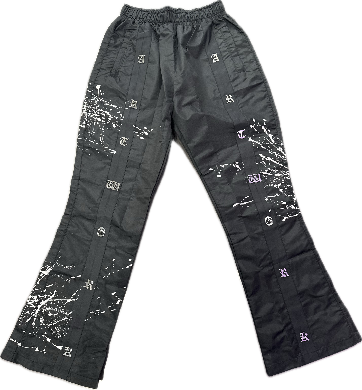 BLACK SPLATTER TRACK PANTS