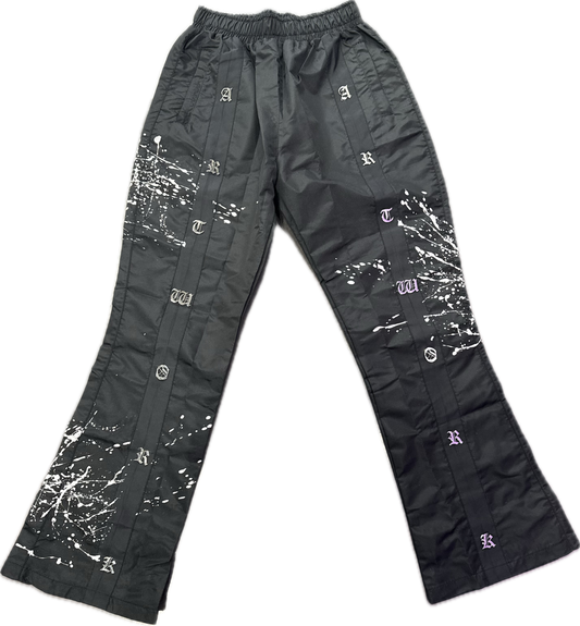 BLACK SPLATTER TRACK PANTS